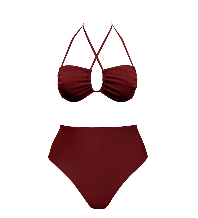 Anekdot Anekdot Damen vegan Low Versatile + Skyline High Bikini Set, Dunkelrot, – Produktbild 1 von 2