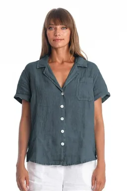 RAVENS VIEW IBIZA RAVENS VIEW IBIZA Damen vegan Hemd Elly Ozeanblau – Produktbild 1 von 1