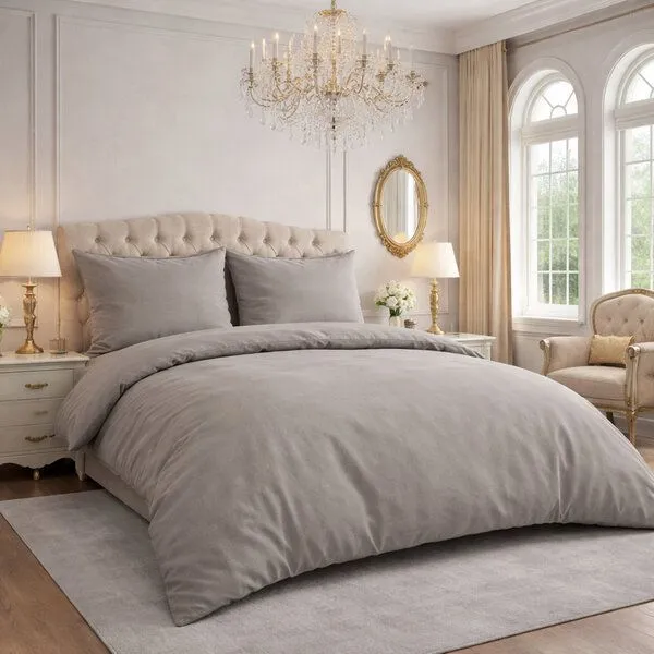 Bruno Barella Bruno Barella Bettwäsche-Set aus Biobaumwolle (Ägäis) – Uni in Warmgrau, Warmbeige & Rosé-Warmgrau sowie Blumenmuster auf Schwarz & Aegean Nature, Natural, – Produktbild 2 von 2