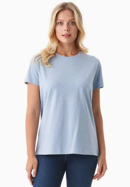 ORGANICATION ORGANICATION Damen Basic T-Shirt aus Bio-Baumwolle, Ice blue, – Produktbild 1 von 4