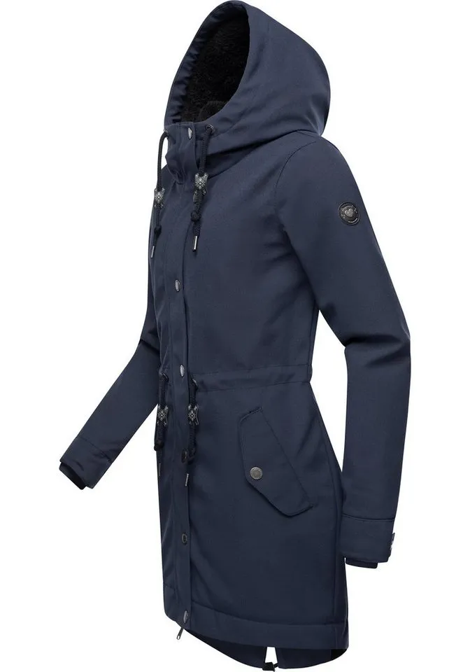ragwear ragwear Kurzmantel Canny Canvas Wasserdichter Damen Wintermantel mit Kapuze, Blau, – Produktbild 3 von 3