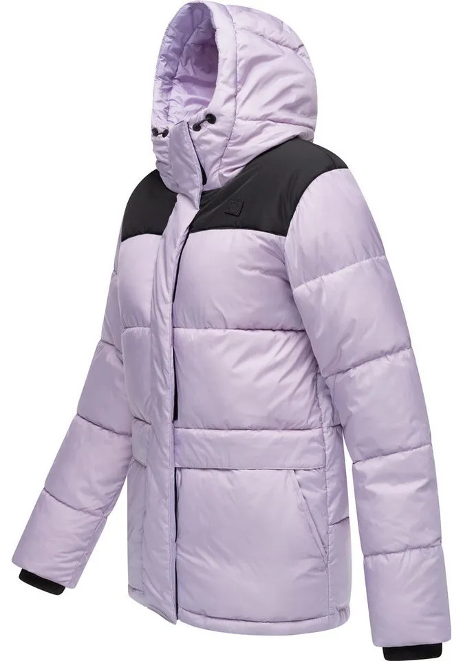 ragwear ragwear Anorak Wikesh stylische Winter Steppjacke mit Colourblocking, Lila, – Produktbild 3 von 5