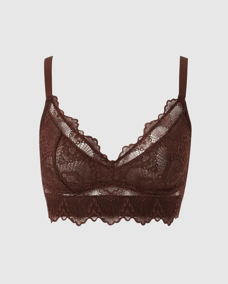 Understatement Understatement Damen vegan Bh Lace Support Plus Kaffee, Braun, – Produktbild 1 von 2