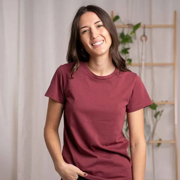 Vresh Clothing Vresh Clothing Evelin - T-Shirt aus Biobaumwolle, Burgundy, – Produktbild 1 von 4