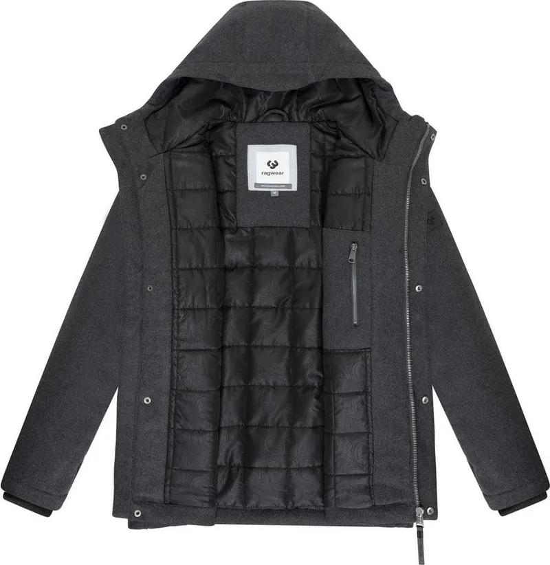 ragwear ragwear Outdoorjacke Mr Them Felt YOUMODO Warmer Herren Wollmantel mit großen Pattentaschen, Grau, – Produktbild 1 von 5