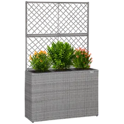 Casaria® Polyrattan Blumenkasten mit Rankgitter Grau – Produktbild 1 von 1