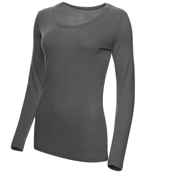 Kaipara - Merino Sportswear Kaipara - Merino Sportswear Merino Langarm Unterhemd Damen Slimfit 150 weiter Rundhals, Anthrazit, – Produktbild 2 von 2