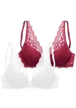 petite fleur by Lascana Push-up-BH beere+weiß – Produktbild 1 von 1