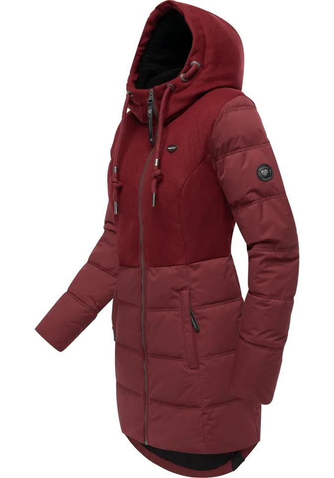ragwear ragwear Winterjacke Ashani Block Intl. stylischer Winterparka mit gefütterter Kapuze, Rot, – Produktbild 2 von 3