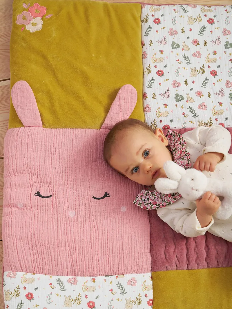 Vertbaudet Baby Spieldecke/ Laufstalleinlage VERZAUBERTER HASE, Altrosa, – Produktbild 4 von 4