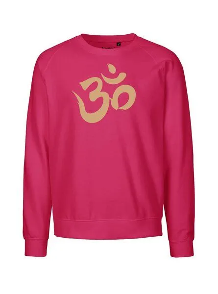 Peaces.bio - handbedruckte Biomode Peaces.bio - handbedruckte Biomode Bio Herren Sweatshirt Om, Pink, – Produktbild 1 von 2
