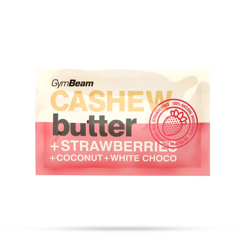 GymBeam Food GymBeam Cashewbutter mit Kokosnuss, weißer Schokolade und Erdbeeren 30 g – Produktbild 1 von 1
