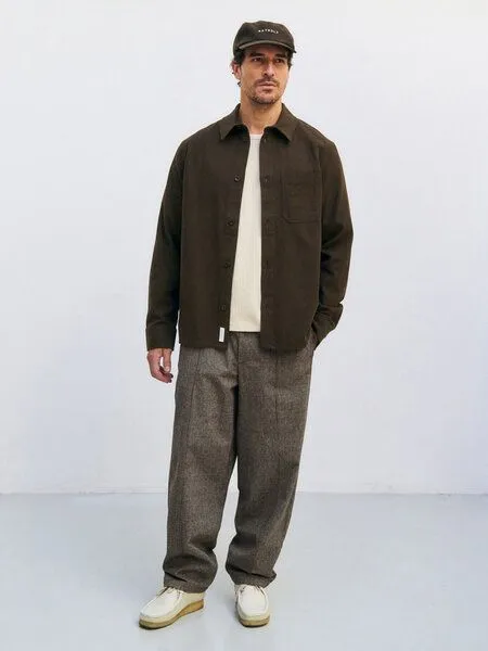 Rotholz Rotholz Hemd - Flannel Casual Shirt - aus Biobaumwolle, Twill brown, – Produktbild 1 von 4