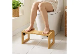 HOMCOM HOMCOM Badhocker Ergonomischer Toilettenhocker aus Bambus (Set, 1 St., 1er), klappbar, rutschfest, U-Aussparung – Produktbild 1 von 1