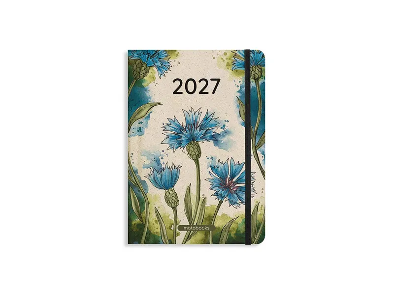 matabooks® matabooks® Kalender 2027 A5 Basic aus Graspapier – Jahresplaner Samaya – Farbe: Cornflower Blue – Produktbild 1 von 3