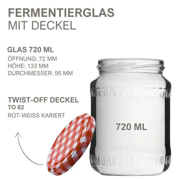 mikken mikken Fermentier Starter Set - 6 Fermentiergläser 720 ml mit Fermentier Gitter, Holzstößel und Deckel – Produktbild 3 von 3