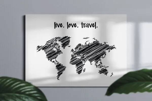 meine-weltkarte meine-weltkarte Stylische Weltkarte live.love.travel #1- nachhaltig & handemade in Germany - Wanddekoration Weltkarte - Keilrahmen, Leinwandposter – Produktbild 2 von 3