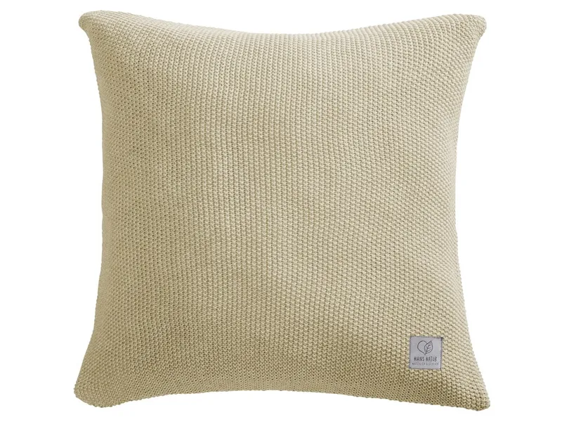 HANS NATUR HANS NATUR Kissenbezug 40x40 cm Bio-Baumwolle Strick Mit Reißverschluss, Grau, – Produktbild 1 von 2