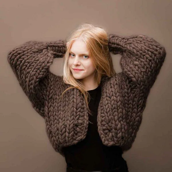 PANAPUFA PANAPUFA 100% Merino Chunky wolle Strickjacke, Braun, – Produktbild 1 von 1