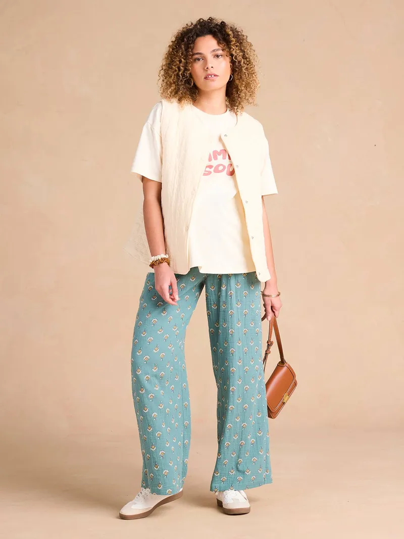 Envie De Fraise Weite Umstandshose ENVIE DE FRAISE aus em Musselin, Grün, – Produktbild 2 von 4