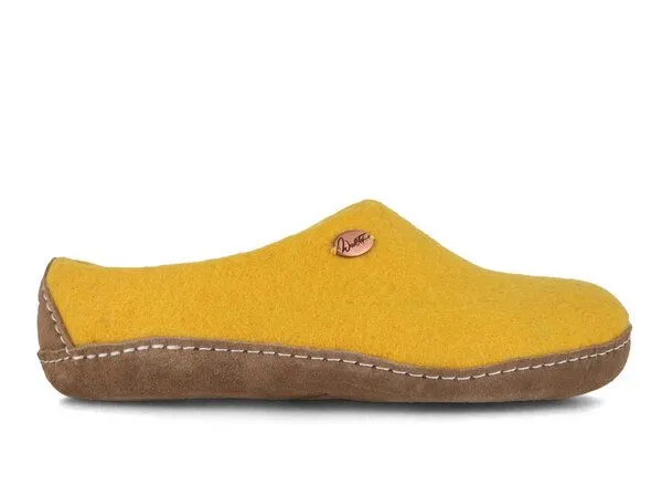 WoolFit WoolFit Barfuß-Hausschuhe „Footprint“ hand-gefilzt, extra weich & flexibel, Gelb, – Produktbild 2 von 4