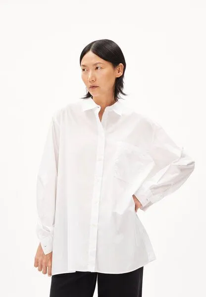 ARMEDANGELS ARMEDANGELS Ealgaa Damen Bluse Loose Fit aus Bio-Baumwolle, White, – Produktbild 1 von 4