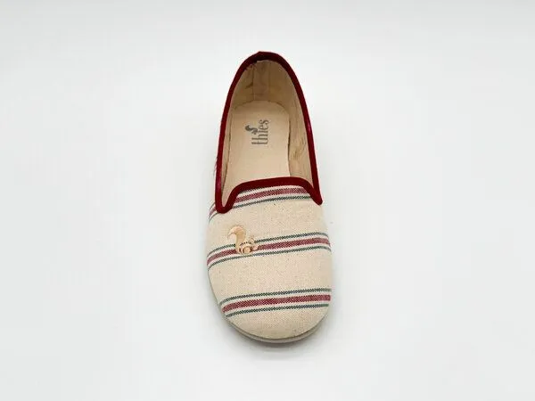 thies Veganer "thies 1856 ® Eco Stripe Closed Slipper" aus rec. Baumwolle, Red blue stripe, – Produktbild 4 von 4
