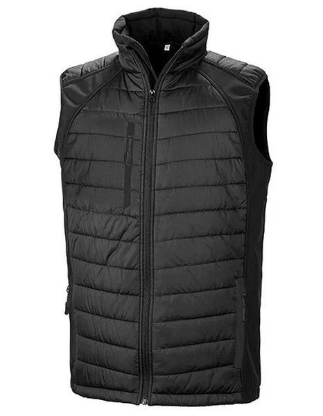 Result Genuine Recycled Result Genuine Recycled Herren Weste Steppweste Atmungsaktiv Wasserabweisend Bodywarmer bis Größe 4XL Wattiert Padded Übergangsweste, Schwarz/schwarz, – Produktbild 2 von 3