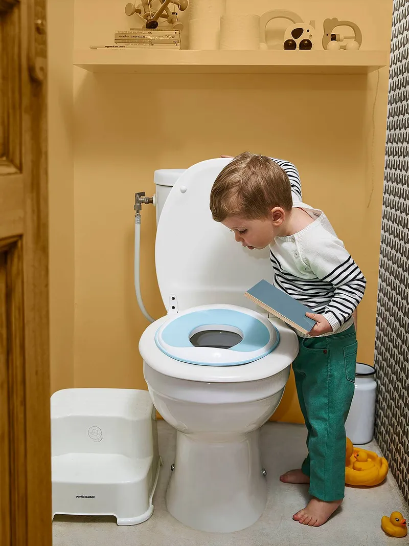 Vertbaudet WC-Sitzverkleinerer für Kleinkinder, Weiß/blau, – Produktbild 1 von 2