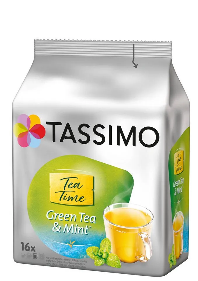 Tassimo Tassimo Tee Kapseln Tea Time Grüner Tee Minze T Discs 5x16 Teekapseln, (Packung, 5er Pack) – Produktbild 4 von 5