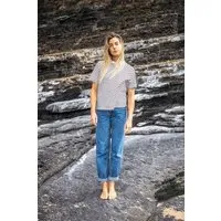 SALZWASSER JONNA – Heavy T-Shirt (Damen) aus 100% Bio-Baumwolle (GOTS) von SALZWASSER, Navy-naturweiß (gestreift), – Produktbild 1 von 1