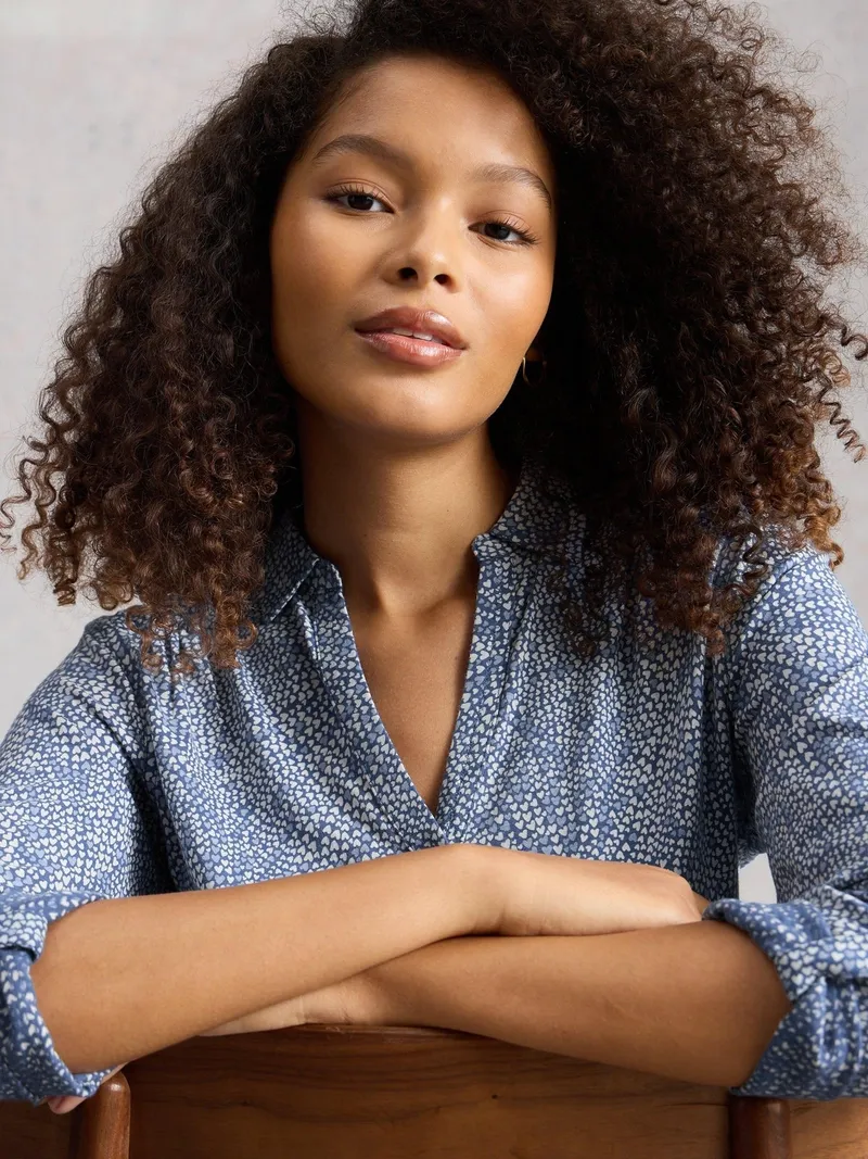 White Stuff Jerseybluse Annie - 40, Mittelblau, – Produktbild 1 von 4
