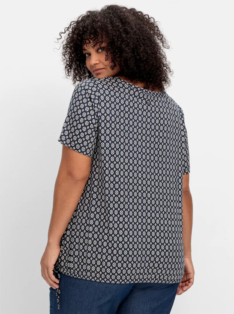 sheego T-Shirt nachtblau-gemustert, Nachtblau-gemustert, – Produktbild 2 von 2