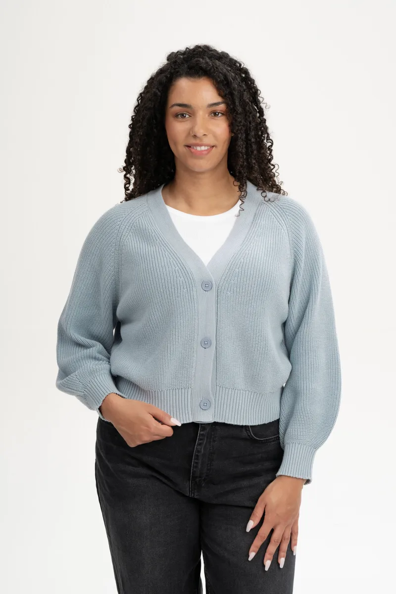 MELA MELA Damen vegan Strickjacke Rib Bhuma Cloudy Blue, Hellblau, – Produktbild 2 von 2