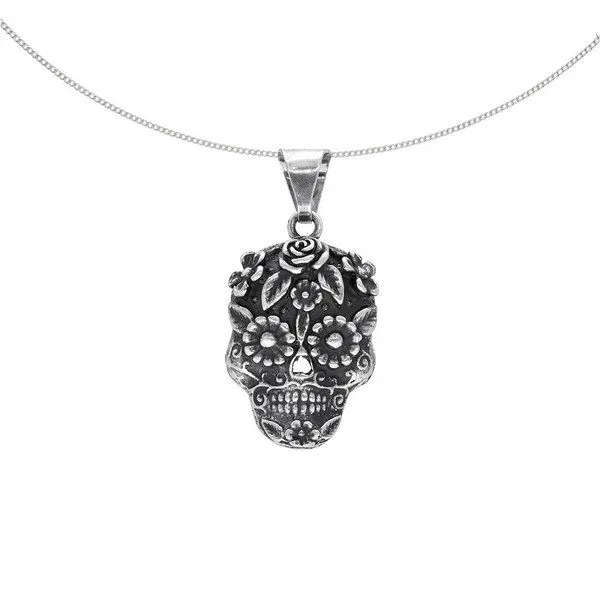 pakilia pakilia Fair-Trade Silber Totenkopf-Anhänger mit Silber- od. Kautschukkette – Produktbild 2 von 5