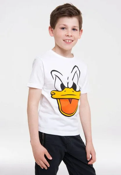 LOGOSH!RT LOGOSH!RT - Disney - Donald Duck - Gesicht - Kinder Bio - Organic T-Shirt Print, Altweiss, – Produktbild 4 von 4