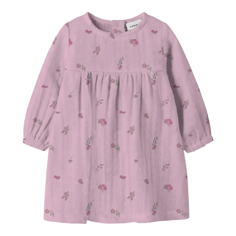 name it Name It Musselin-Kleid langarm Blumen, Rosa, – Produktbild 1 von 1