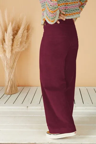 La Gitana La Gitana Damen Cordhose „Lina“ aus Stretch Bio Baumwolle, Passform: Loose Fit, Bordeaux (rot), – Produktbild 2 von 3