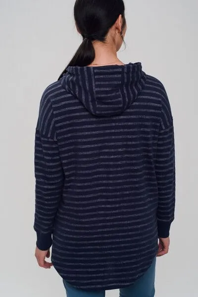 recolution recolution Longfitted Hoodie #STRIPES dunkelblau – Produktbild 3 von 4