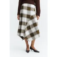 thinking mu Thinking MU Damen vegan Rock Indira Kariert Midi Grün Kariert, Olivgrün, – Produktbild 1 von 1