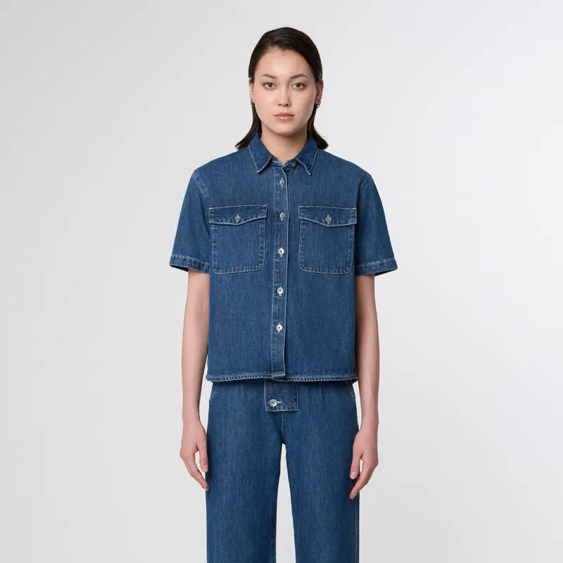 DAWN BLITHE - Shirt - Light Weight Cotton/Hemp - Medium Blue - Medium Blue / M – Produktbild 1 von 1