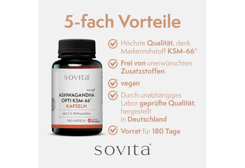 Ascopharm Ascopharm sovita Ashwagandha Opti KSM-66 Kapseln 1, 1 er – Produktbild 3 von 5