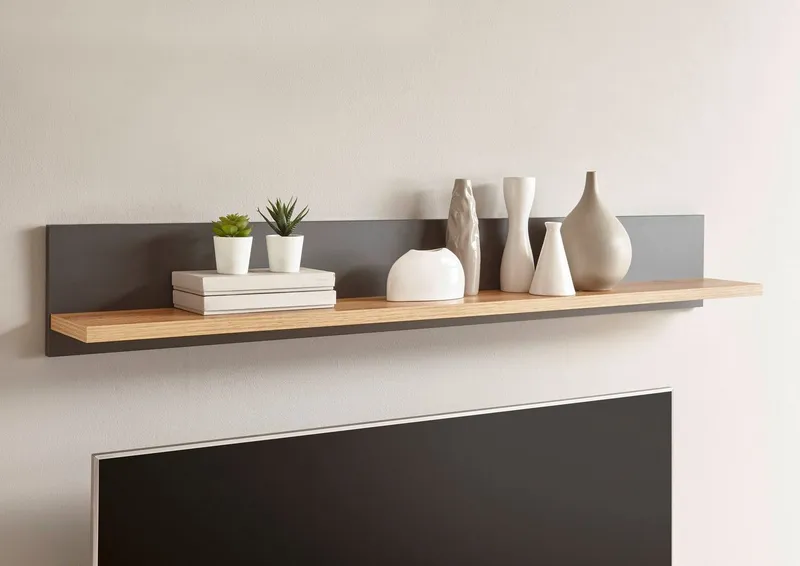 OTTO home Wandregal Westminster, Wandboard im Landhausstil, Hängeregal, Wandhalter, mit Ablagefach, vielseitig einsetzbar, 138 cm breit, Grau, – Produktbild 3 von 5