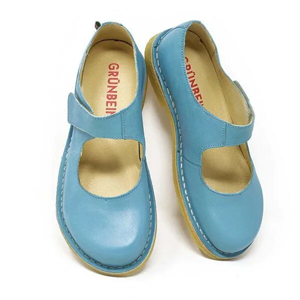 Grünbein Shoes Grünbein Shoes Spangen-Ballerinas Gerda Naturform blau – Produktbild 1 von 2