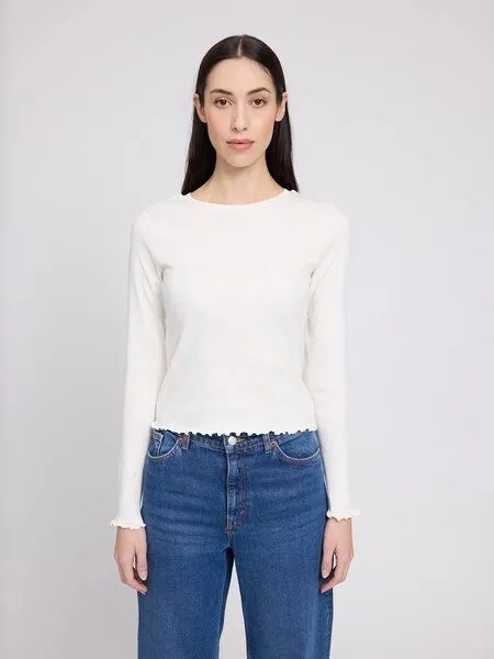 Mazine Mazine Babylock Hems Longsleeve - aus Bio-Baumwolle, Offwhite (weiss), – Produktbild 1 von 3