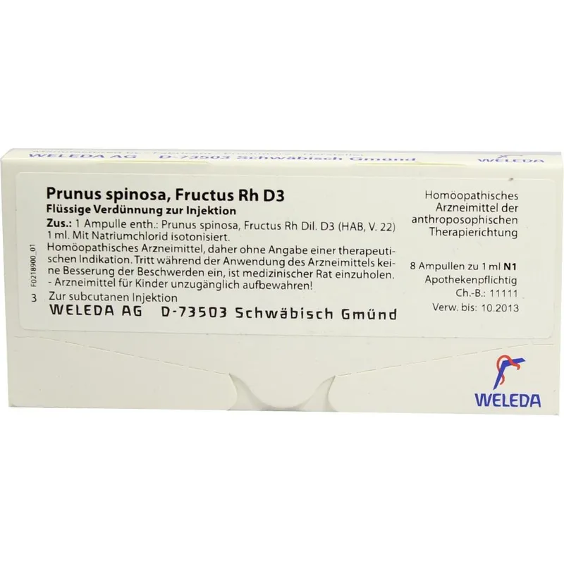 Weleda WELEDA PRUNUS SPINOSA FRUCTUS Rh D 3 Ampullen 8X1 ml Ampullen – Produktbild 1 von 1