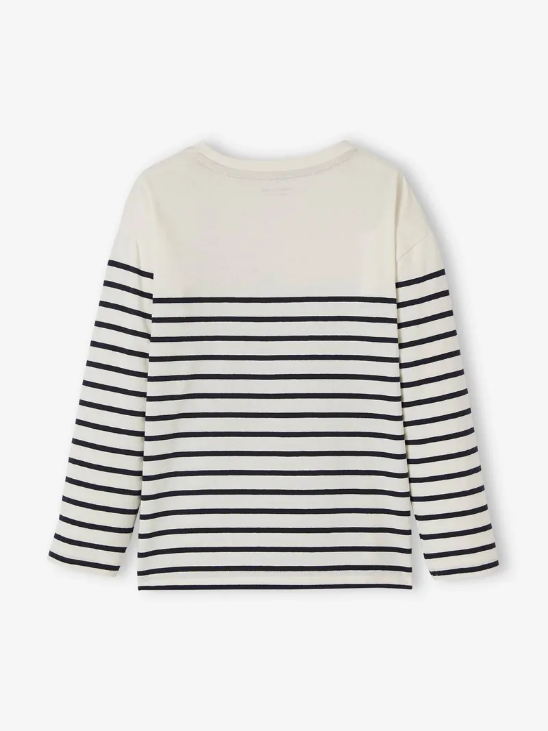 Vertbaudet Jungen Langarm-Ringelshirt, Wollweiß gestreift, – Produktbild 4 von 4