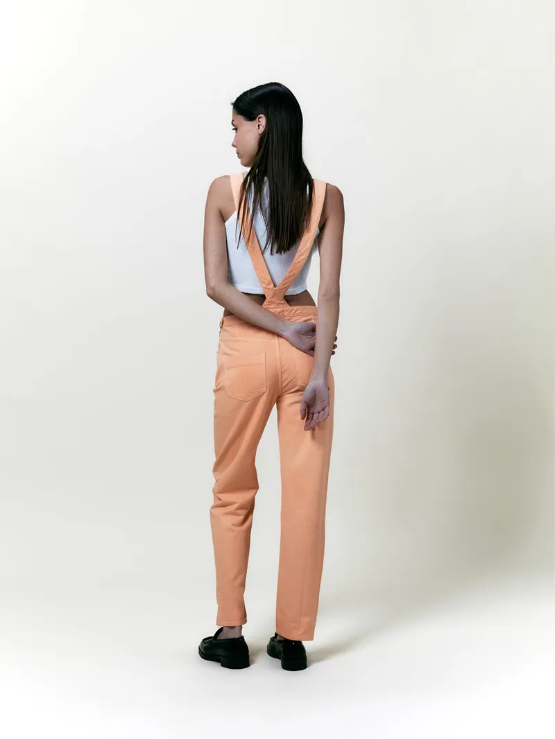 Côtelé Côtelé Damen vegan Latzhose Mom Aus Canvas Pfirsichfarben, Pfirsich, – Produktbild 1 von 2
