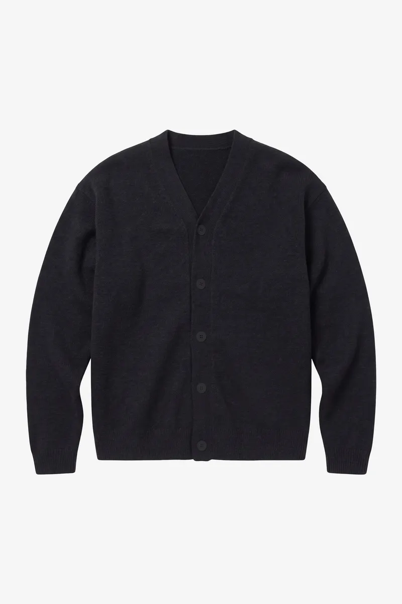 KnowledgeCotton Apparel KnowledgeCotton Apparel Herren vegan Strickjacke Herren Aus Soufflé Yarn In Schwarz Jet, Schwarz, – Produktbild 1 von 2