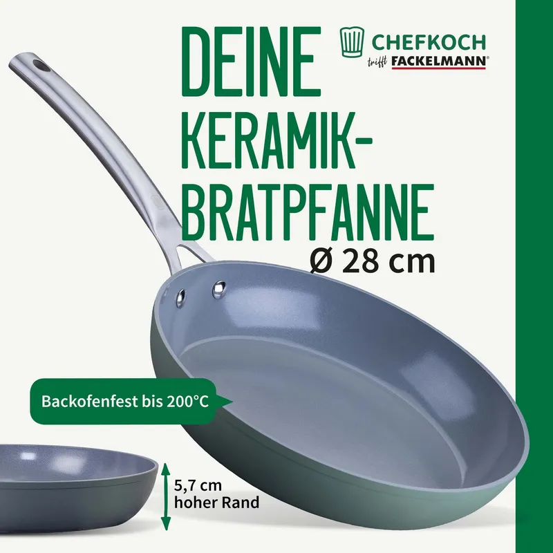 Chefkoch trifft Fackelmann Chefkoch trifft Fackelmann Bratpfanne Stuttgart, keramische Antihaft-Beschichtung, Ø28cm – Produktbild 3 von 3